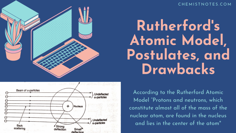 Rutherford's atomic model, postulates of Rutherford's atomic model, according to Rutherford's atomic model, comparison between rutherford's and Bohr's atomic model, Drawbacks of Rutherford's atomic model