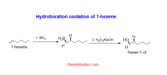 hydroboration and oxidation of 1 hexene to make 1 hexanol