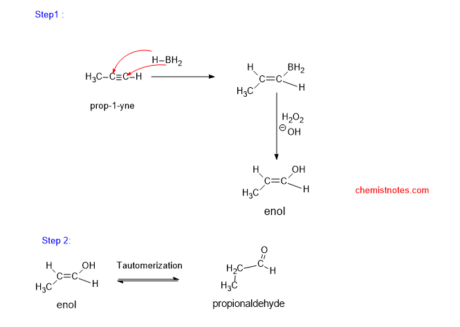 hydroboration oxidation of alkynes