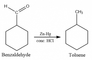 clemmensen reduction of benzaldehyde, benzaldehyde reduction
