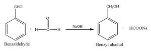 cross cannizzaro reaction, cross cannizzaro reaction between benzaldehyde and formaldehyde