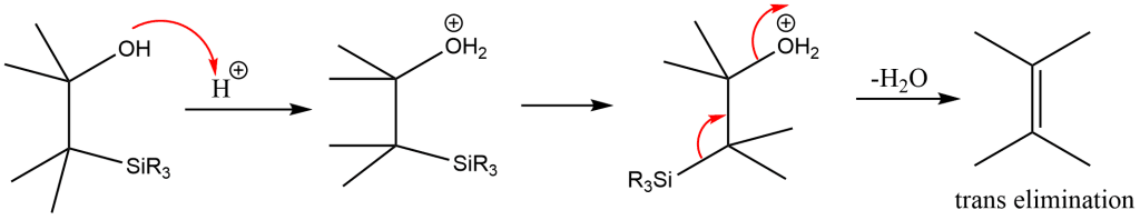 peterson olefination reaction, peterson olefination mechanism, peterson olefination reaction mechanism, acidic elimination