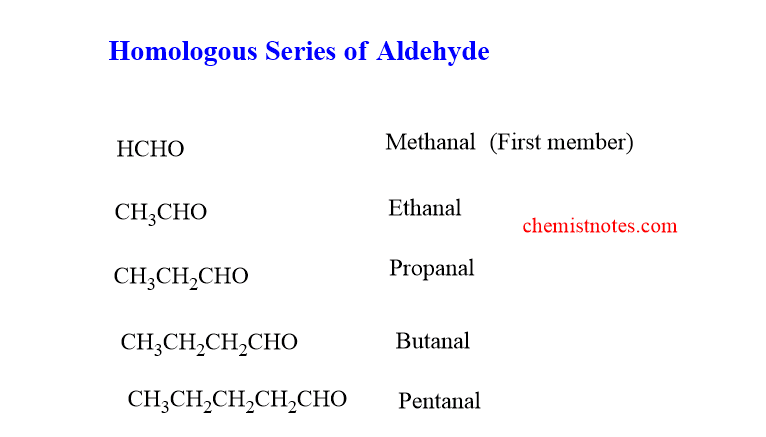 homologous series of aldehyde