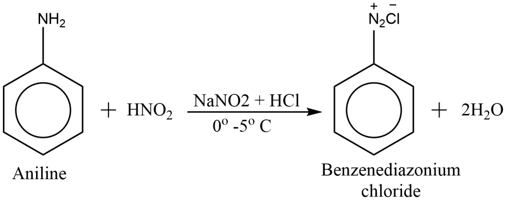 preparation of diazonium salt from aniline, Benzene diazonium chloride from benzene