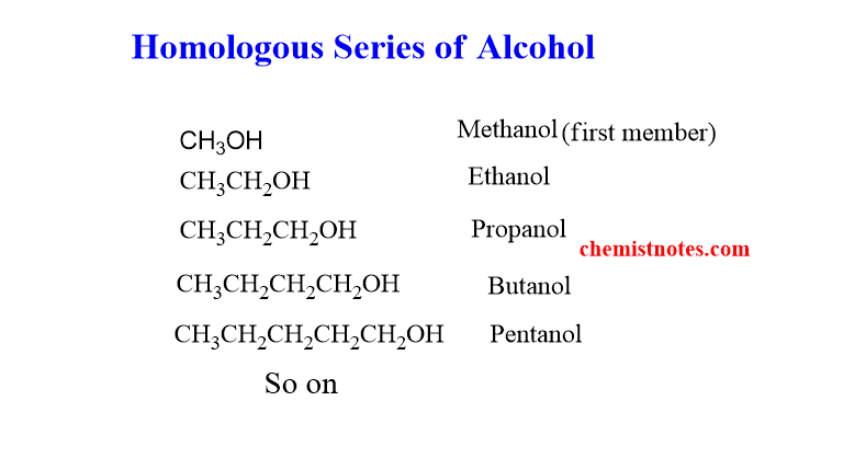 homologous series of alcohol