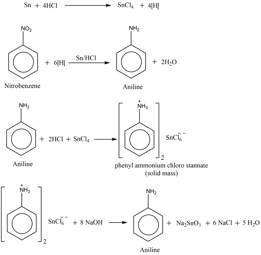 Aniline, preparation of aniline, preparation of aniline from nitrobenzene