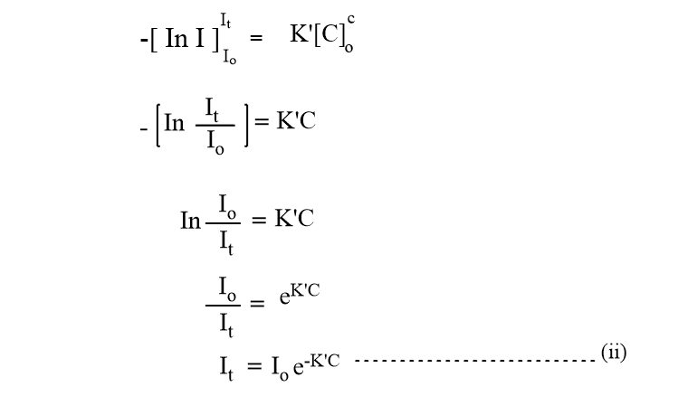 mathematical expression of Beer's law