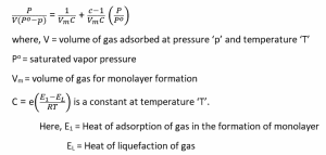 BET Adsorption Isotherm Equation And Applications - Chemistry Notes