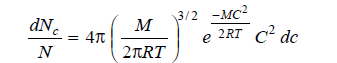 Maxwell distribution of molecular velocities