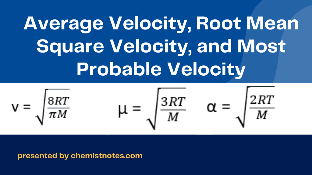 Average Velocity, Root Mean Square Velocity, and Most Probable Velocity