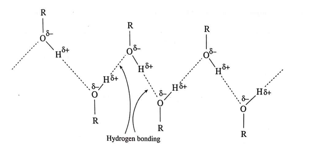 Hydrogen bonding in alcohol