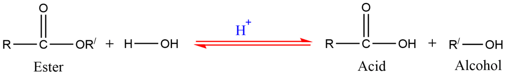 hydrolysis of ester