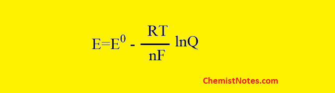 Nernst equation for single electrode potential