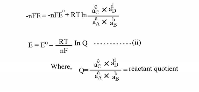 Nernst Equation Definition Derivation Applications Chemistry Notes 4649