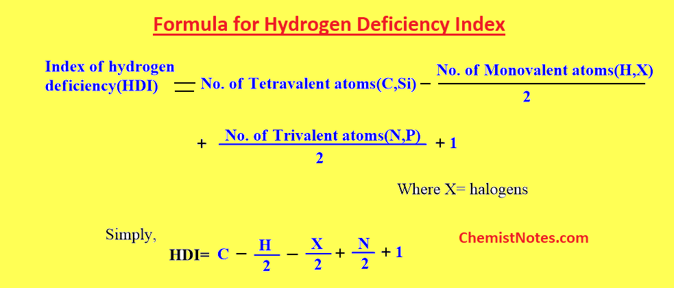 Index of hydrogen deficiency formula