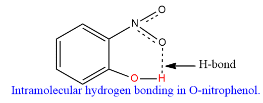 Intermolecular hydrogen bonding in ortho nitrophenol