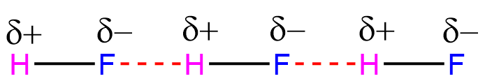 Hydrogen bonding in HF